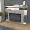 image:imageDeco 79 Glass Rectangle Fireplace with Remote Control 48 x 15 x 36 Silver
