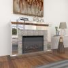 image:imageDeco 79 Glass Rectangle Fireplace with Remote Control 48 x 15 x 36 Silver