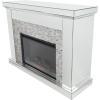 image:imageDeco 79 Glass Rectangle Fireplace with Remote Control 48 x 15 x 36 Silver