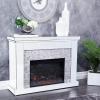 image:imageDeco 79 Glass Rectangle Fireplace with Remote Control 48 x 15 x 36 Silver
