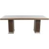 image:imageDeco 79 Mango Wood Dining Table Mid Century Modern with Ribbed Legs and Silver Bases 84 x 42 x 30 Brown