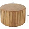image:imageDeco 79 Mango Wood Handmade Coffee Table with Slatted Grooved Sides 29 x 29 x 18 Brown