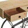 image:imageDeco 79 Metal Bike 3 Drawers Console Table with Brown Wood Top 58 x 15 x 34 Black