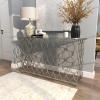 image:imageDeco 79 Metal Geometric Console Table with Mirrored Glass Top 55 x 18 x 32 Silver