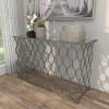 image:imageDeco 79 Metal Geometric Console Table with Mirrored Glass Top 55 x 18 x 32 Silver