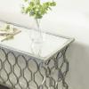 image:imageDeco 79 Metal Geometric Console Table with Mirrored Glass Top 55 x 18 x 32 Silver