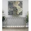image:imageDeco 79 Metal Geometric Console Table with Mirrored Glass Top 55 x 18 x 32 Silver