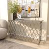 image:imageDeco 79 Metal Geometric Console Table with Mirrored Glass Top 55 x 18 x 32 Silver