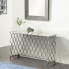 image:imageDeco 79 Metal Geometric Console Table with Mirrored Glass Top 55 x 18 x 32 Silver