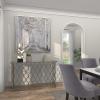 image:imageDeco 79 Metal Geometric Console Table with Mirrored Glass Top 55 x 18 x 32 Silver