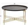 image:imageDeco 79 Metal Living Room Coffee Table Tray Top Table with Gold XShaped Base Center Table 33 x 33 x 19 Black