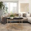 image:imageDeco 79 Metal Living Room Coffee Table Tray Top Table with Gold XShaped Base Center Table 33 x 33 x 19 Black