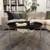 image:imageDeco 79 Metal Living Room Coffee Table Tray Top Table with Gold XShaped Base Center Table 33 x 33 x 19 Black