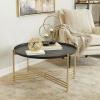 image:imageDeco 79 Metal Living Room Coffee Table Tray Top Table with Gold XShaped Base Center Table 33 x 33 x 19 Black