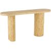 image:imageDeco 79 Rattan Handmade Textured Oval Console Table with Linear Wood Strip Design 64 x 16 x 32 BrownBrown