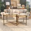 image:imageDeco 79 Rattan Living Room Coffee Table Nesting Tables with Metal Bamboo Inspired Legs Set of 2 Center Tables 20 18H Brown