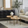 image:imageDeco 79 Rattan Living Room Coffee Table Nesting Tables with Metal Bamboo Inspired Legs Set of 2 Center Tables 20 18H Brown