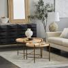 image:imageDeco 79 Rattan Living Room Coffee Table Nesting Tables with Metal Bamboo Inspired Legs Set of 2 Center Tables 20 18H Brown