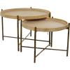 image:imageDeco 79 Rattan Living Room Coffee Table Nesting Tables with Metal Bamboo Inspired Legs Set of 2 Center Tables 20 18H Brown
