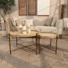 image:imageDeco 79 Rattan Living Room Coffee Table Nesting Tables with Metal Bamboo Inspired Legs Set of 2 Center Tables 20 18H Brown