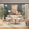 image:imageDeco 79 Rattan Living Room Coffee Table Nesting Tables with Metal Bamboo Inspired Legs Set of 2 Center Tables 20 18H Brown