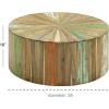 image:imageDeco 79 Reclaimed Wood Geometric Handmade Pinwheel Drum Coffee Table with Colorful Painted Accents 38 x 38 x 16 BrownRustic