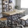 image:imageDeco 79 Teak Wood Dining Table Modern Live Edge with Black Metal Legs 84 x 40 x 30 BrownBrown