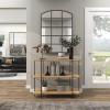 image:imageDeco 79 Wood 2 Shelves Console Table with Slim Black Metal Legs 40 x 14 x 32 Beige