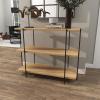 image:imageDeco 79 Wood 2 Shelves Console Table with Slim Black Metal Legs 40 x 14 x 32 Beige