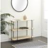 image:imageDeco 79 Wood 2 Shelves Console Table with Slim Black Metal Legs 40 x 14 x 32 Beige