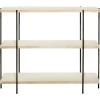 image:imageDeco 79 Wood 2 Shelves Console Table with Slim Black Metal Legs 40 x 14 x 32 Beige