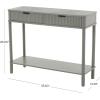 image:imageDeco 79 Wood Handmade Living Room Console Table 2 Drawer Table with Black Handle and Ribbed Front Entryway Table 36 x 13 x 28 Gray
