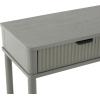 image:imageDeco 79 Wood Handmade Living Room Console Table 2 Drawer Table with Black Handle and Ribbed Front Entryway Table 36 x 13 x 28 Gray