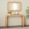 image:imageDeco 79 Wood Handmade Living Room Console Table with Mirror Ribbed Table Set of 2 Entryway Table 49 27 W Brown