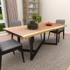 image:imageDeco 79 Wood Rectangle Dining Table with Black Metal Base 79 x 40 x 30 Brown