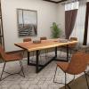 image:imageDeco 79 Wood Rectangle Dining Table with Black Metal Base 79 x 40 x 30 Brown
