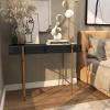 image:imageDeco 79 Wooden Console Table with Gold Metal Legs 42 x 16 x 30 Black