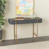 image:imageDeco 79 Wooden Console Table with Gold Metal Legs 42 x 16 x 30 Black