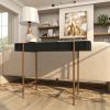 image:imageDeco 79 Wooden Console Table with Gold Metal Legs 42 x 16 x 30 Black