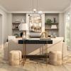 image:imageDeco 79 Wooden Console Table with Gold Metal Legs 42 x 16 x 30 Black
