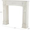 image:imageDeco 79 Wooden Fireplace Mantle Freestanding with Leaf Accents 47 x 9 x 43 WhiteWhite