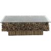 image:imageDeco 79 Driftwood Handmade Coffee Table with Layered Stick Pedestal Base and Tempered Glass Top 49 x 30 x 17 Brown