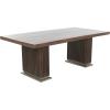 image:imageDeco 79 Mango Wood Dining Table Mid Century Modern with Ribbed Legs and Silver Bases 84 x 42 x 30 Brown