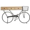 image:imageDeco 79 Metal Bike 3 Drawers Console Table with Brown Wood Top 58 x 15 x 34 Black