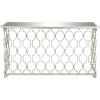 image:imageDeco 79 Metal Geometric Console Table with Mirrored Glass Top 55 x 18 x 32 Silver