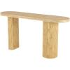 image:imageDeco 79 Rattan Handmade Textured Oval Console Table with Linear Wood Strip Design 64 x 16 x 32 BrownBrown
