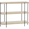 image:imageDeco 79 Wood 2 Shelves Console Table with Slim Black Metal Legs 40 x 14 x 32 Beige