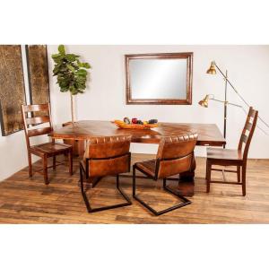 image:imageDeco 79 Mango Wood Dining Table with Parquet Inlay 84 x 42 x 30 Brown