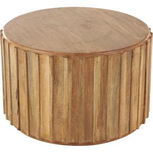 image:imageDeco 79 Mango Wood Handmade Coffee Table with Slatted Grooved Sides 29 x 29 x 18 Brown