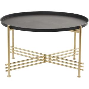 image:imageDeco 79 Metal Living Room Coffee Table Tray Top Table with Gold XShaped Base Center Table 33 x 33 x 19 Black